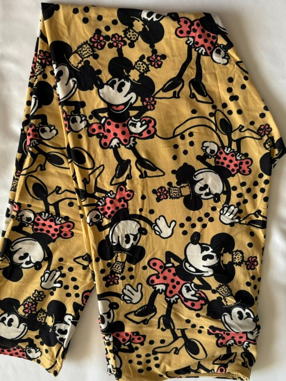 LuLaRoe TC Leggings Vintage Minnie Yellow Polka Dot Disney